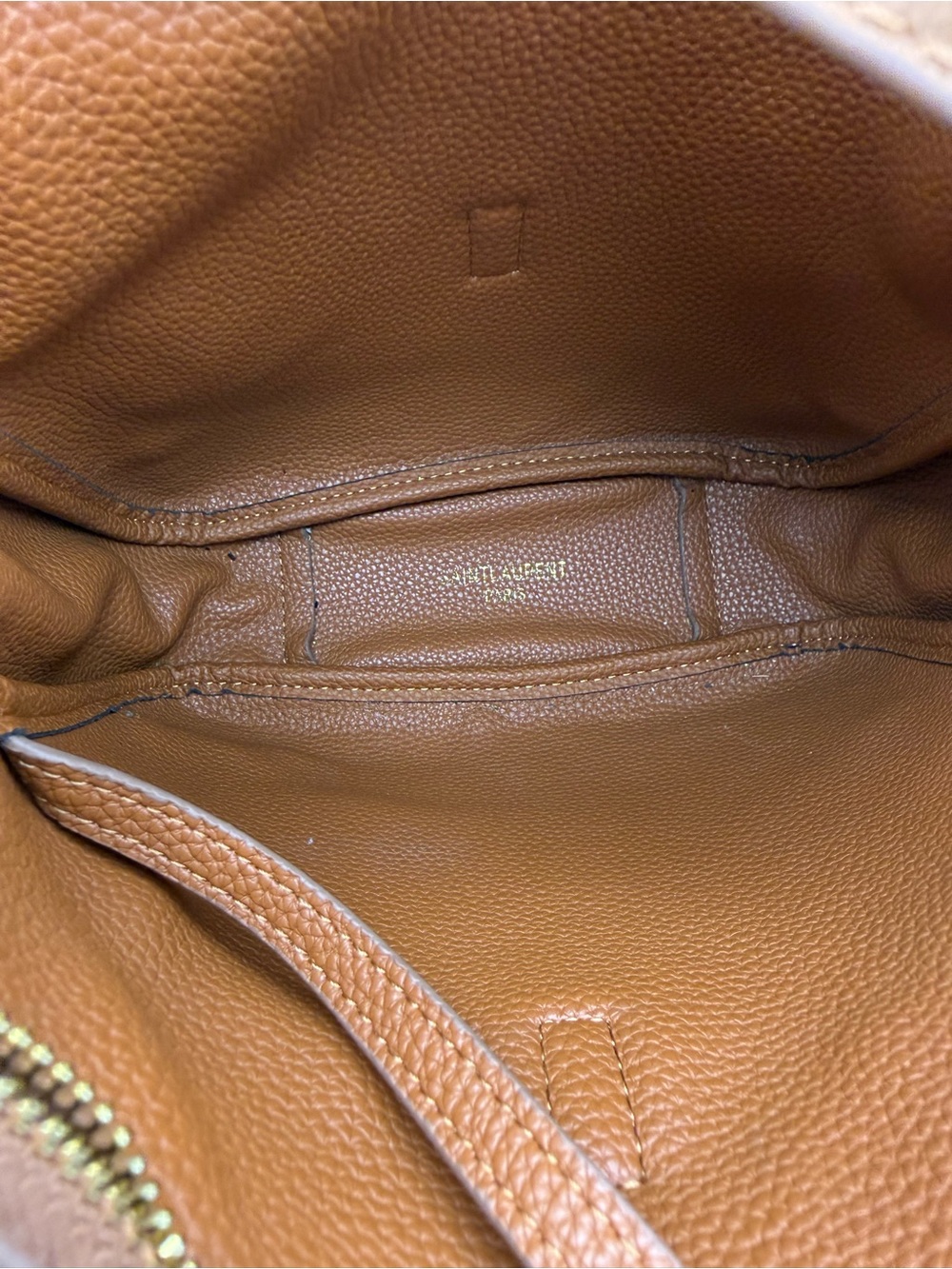 Designer Inspired Brown Suede Shoulder Bag with Gold Logo - Picture 2 of 7